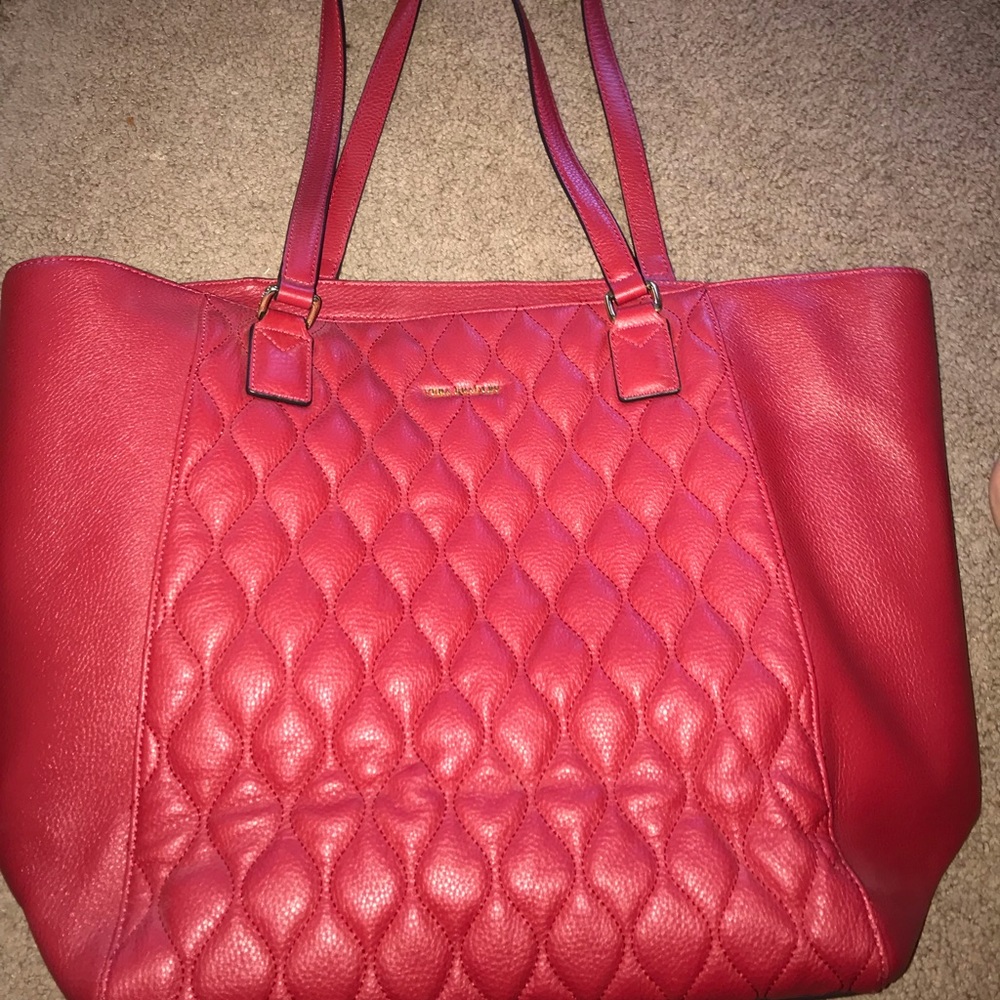 Vera Bradley red quilted leather tote